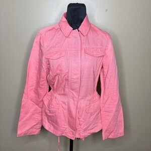 Talbots Women Pink Linen Blend Utility Jacket Size M
